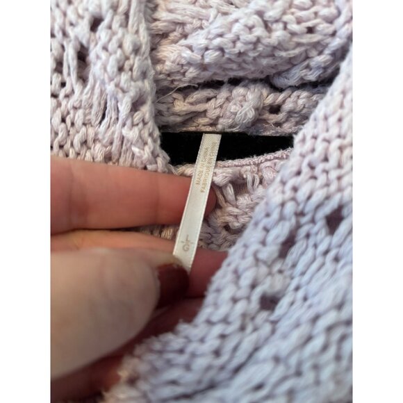 Free People Melody Crochet Trim Pullover Sweatshirt Lilac Lavender Womens - Picture 4 of 10